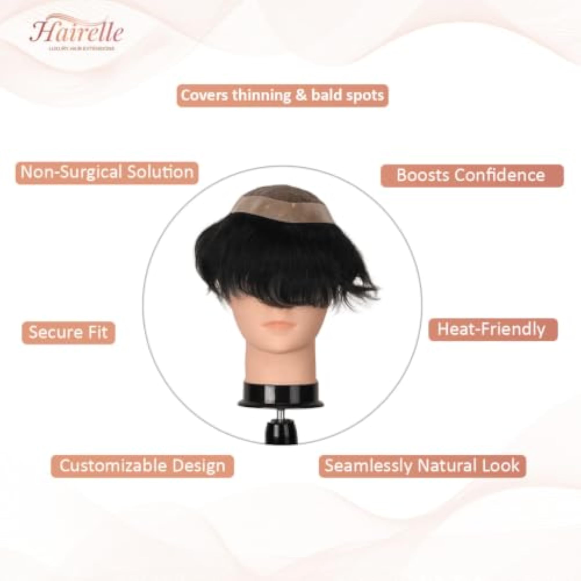 Monofilament Patch for Men, Natural Human Hair Replacement